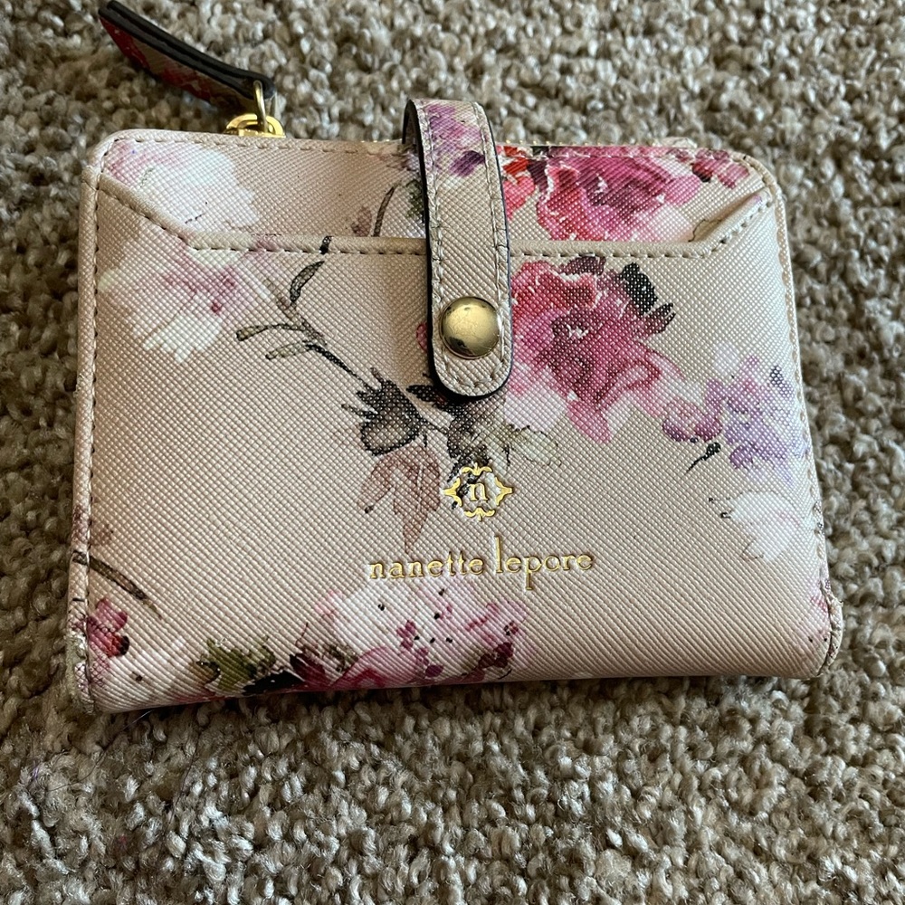 Nanette Lepore Pink and Cream Wallet with Floral Design